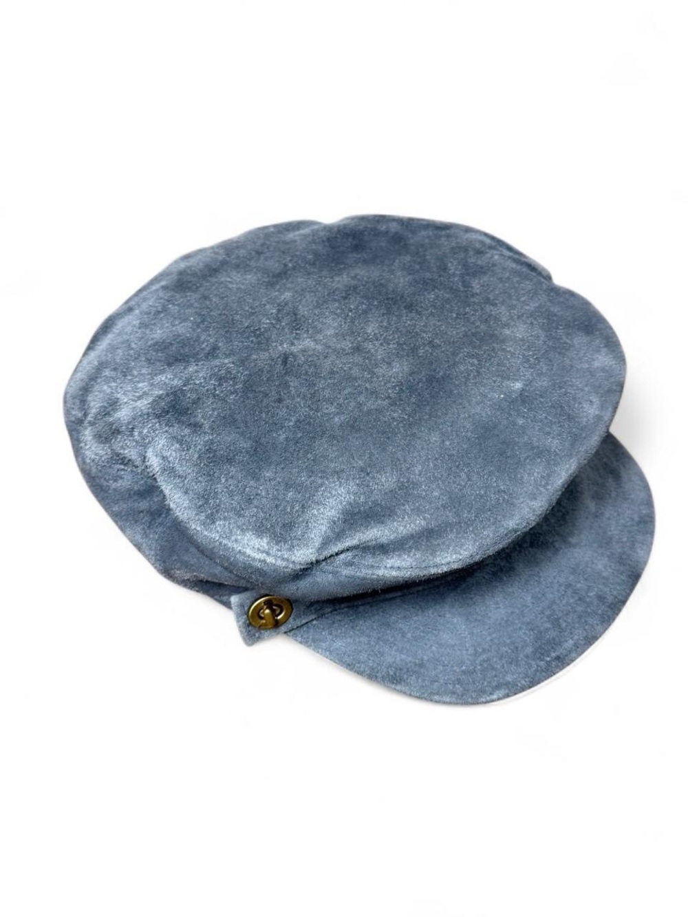 RARE vintage baby Blue Coach suede cap with gold turn locks - Picture 2 of 7